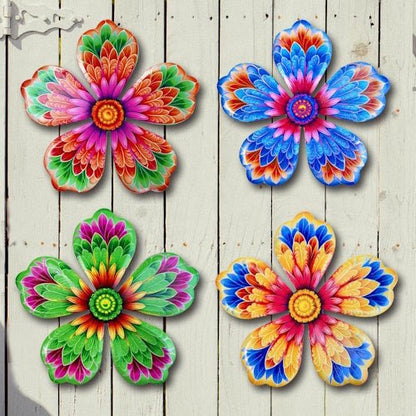 4-Pack Colourful Metal Flower Wall Decor 6.2" with Powder-Coated Finish for Garden, Fence, Patio & Home Decor ONWD1214 - with | Sold by Uncle Wiener's Wholesale