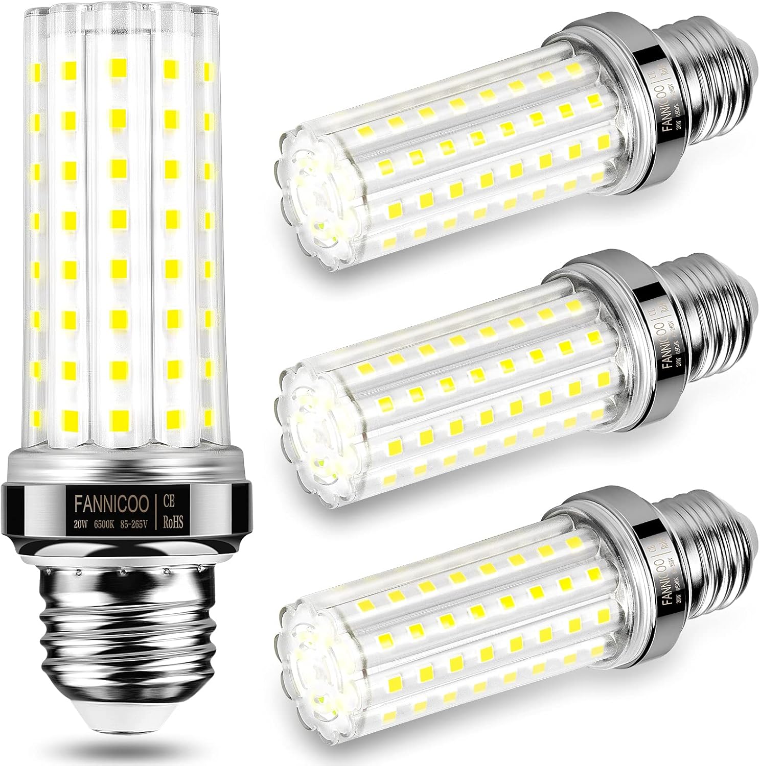 4 - Pack LED Corn Light Bulbs – 20W (150W Equivalent) 2500 Lumen 6500K Cool Daylight E26/E27 Base Non - Dimmable – CL0204C - with | Sold by Uncle Wiener's Wholesale