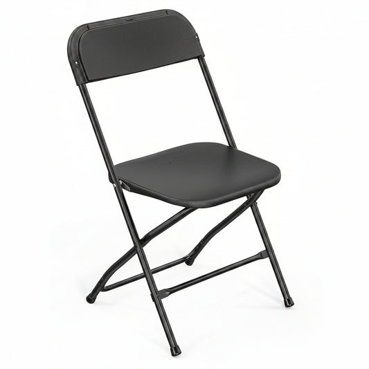 4 - Pack White Or Black Plastic Folding Chairs – 350 LB Capacity Event Seating - with Black Folding Chair 4 Pack | Sold by Uncle Wiener's Wholesale