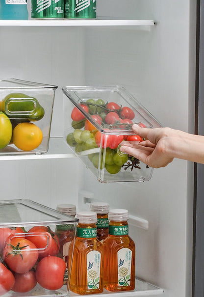 4 Pc Clear Plastic Storage Box With Lid Set Fridge Organizer Bin S M L Variants SC22183 - with Small | Sold by Uncle Wiener's Wholesale
