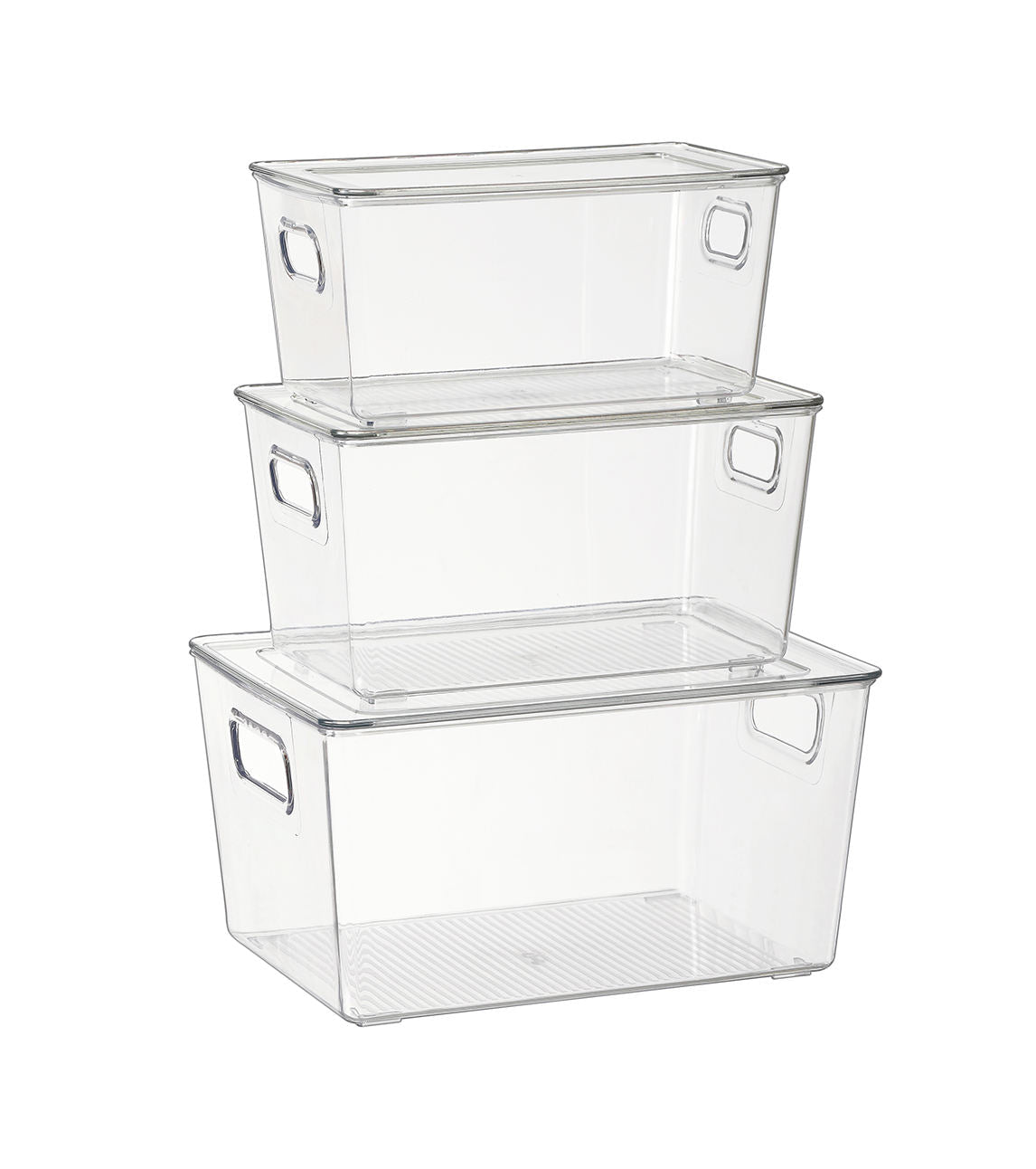 4 Pc Clear Plastic Storage Box With Lid Set Fridge Organizer Bin S M L Variants SC22183 - with Small | Sold by Uncle Wiener's Wholesale