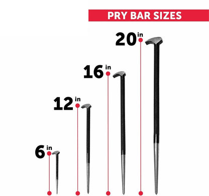4 PC Rolling Head Pry Bar Set – Heavy Duty Steel Hand Tools for Shop & Garage | S1198 - with | Sold by Uncle Wiener's Wholesale