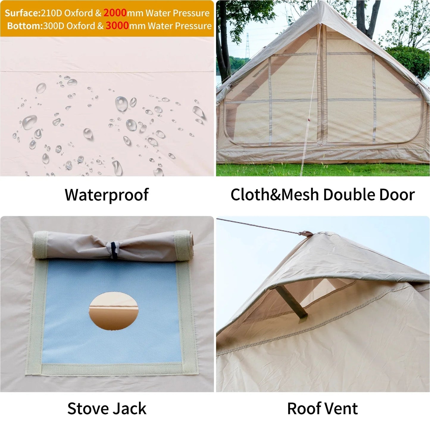4 - Person Inflatable Camping Tent with Stove Jack, Waterproof 210D Oxford Hot Tent for All - Season Camping IT420SJ - with | Sold by Uncle Wiener's Wholesale