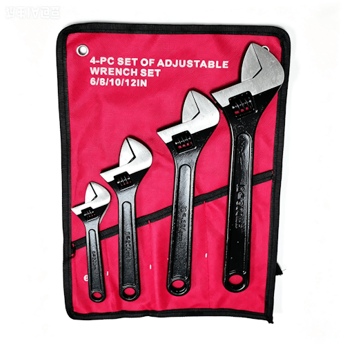 4-Piece Adjustable Wrench Set 6", 8", 10" &amp; 12" with Storage Roll for Garage, Plumbing, Automotive &amp; Shop Use 681012 - with | Sold by Uncle Wiener's Wholesale