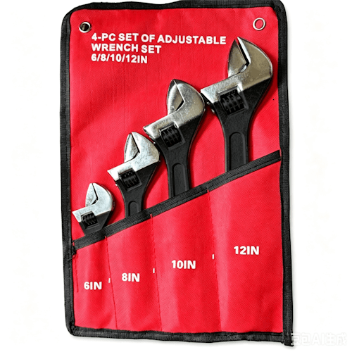 4-Piece Adjustable Wrench Set 6", 8", 10" &amp; 12" with Storage Roll for Garage, Plumbing, Automotive &amp; Shop Use 681012 - with | Sold by Uncle Wiener's Wholesale