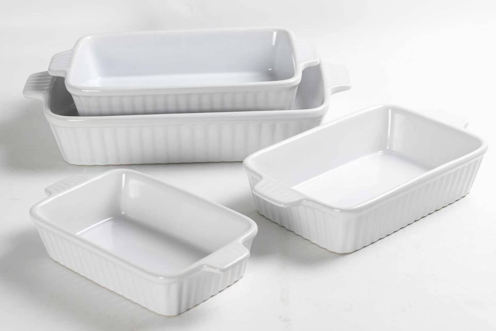 4-Piece Rectangle Baking Dish Set Ceramic Oven Safe 9.25