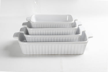 4-Piece Rectangle Baking Dish Set Ceramic Oven Safe 9.25