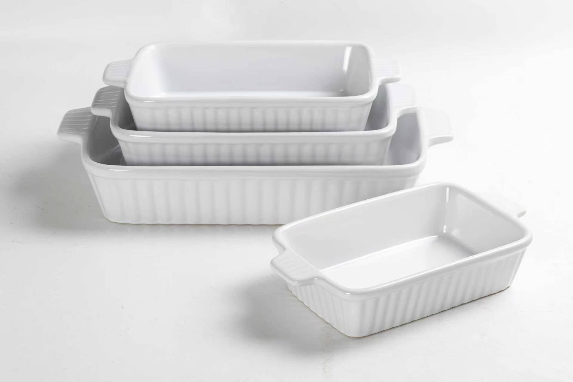 4-Piece Rectangle Baking Dish Set Ceramic Oven Safe 9.25