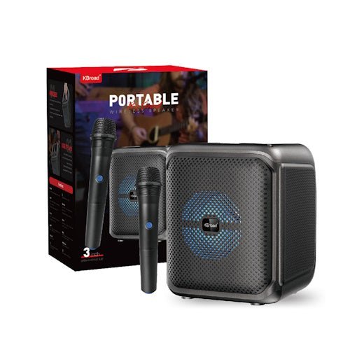 4" Portable Bluetooth Karaoke Speaker with FM Radio, USB, TF Card, RGB Light &amp; Wireless Microphone KTS2308 - with | Sold by Uncle Wiener's Wholesale