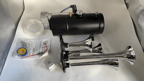 4 - Trumpet 150 dB Train Air Horn Kit – Loud Compressor System | Model S1123 - with | Sold by Uncle Wiener's Wholesale