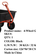 4 - Wheel Garden Utility Cart with Tow/Pull Handle & Pneumatic Tires GDC1200 - with | Sold by Uncle Wiener's Wholesale