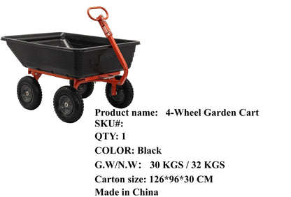 4 - Wheel Garden Utility Cart with Tow/Pull Handle & Pneumatic Tires GDC1200 - with | Sold by Uncle Wiener's Wholesale