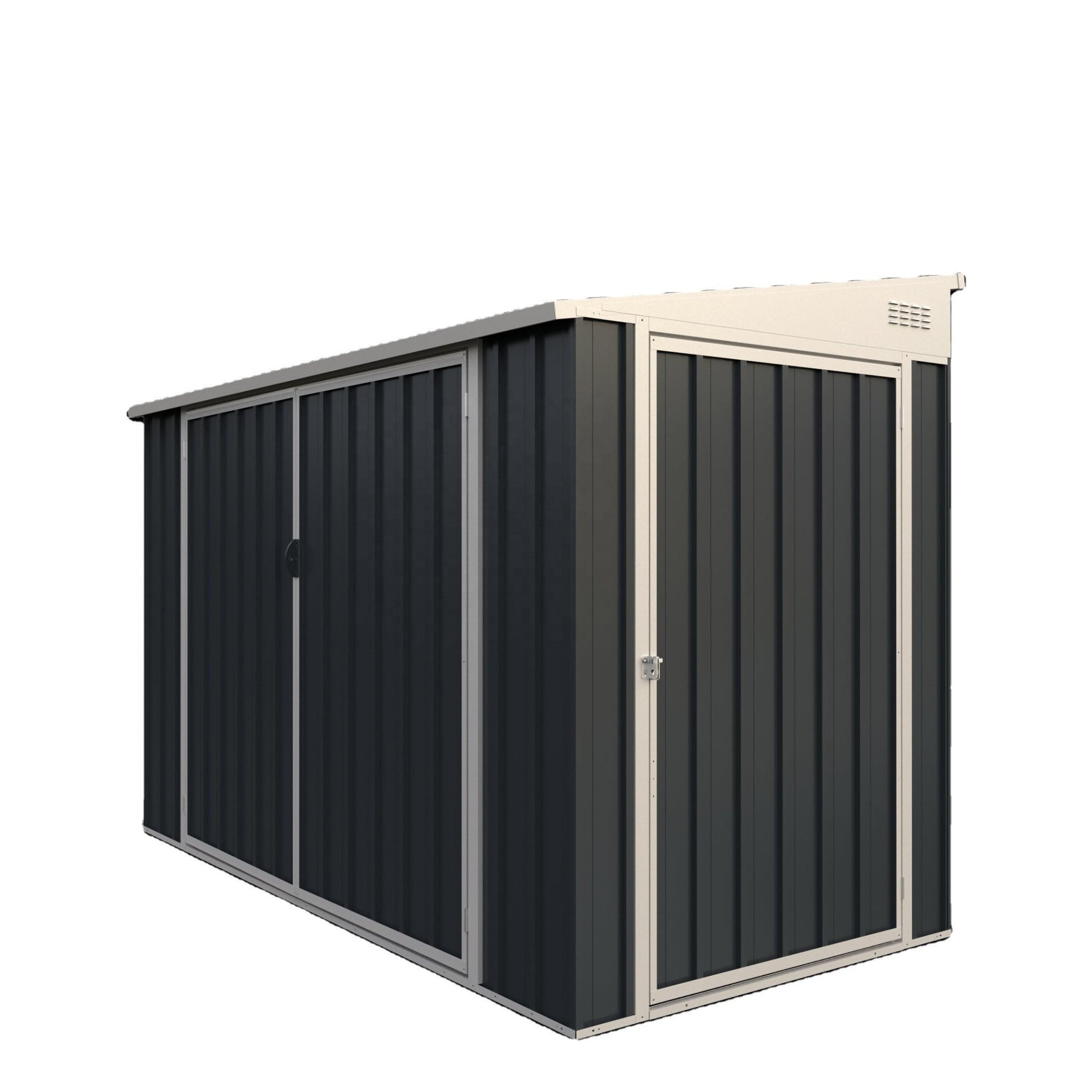 4 x 8 ft Outdoor Garden Storage Shed with Double Doors | Weatherproof Metal Design EF0408 - with | Sold by Uncle Wiener's Wholesale