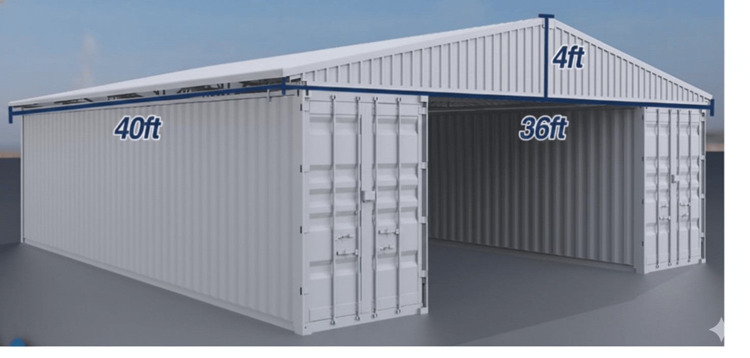 40′ × 36′ × 14′ Galvanized Steel Container Garage Shed Kit Heavy - Duty Metal Building MC364014 - with | Sold by Uncle Wiener's Wholesale