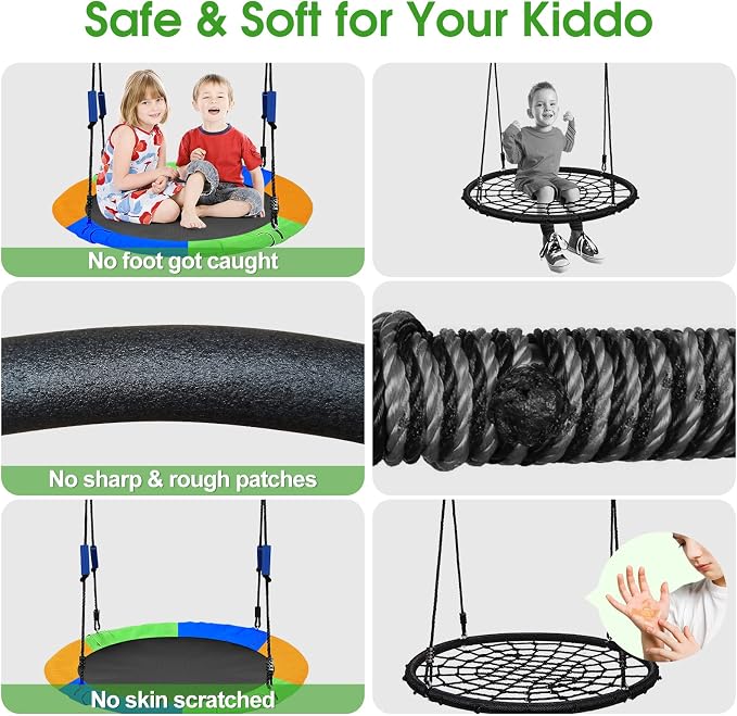40-Inch Flying Saucer Tree Swing – Heavy Duty Outdoor Round Swing with Adjustable Ropes, Hanging Straps & 750 lb Weight Capacity for Kids and Adults - Toys with | Sold by Uncle Wiener's Wholesale