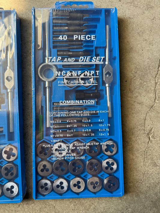 40 PCS Sae Or Metric Tap and Die Set – Fine Carbon Steel Threading Kit with Wrenches & Storage Case - General Equipment with SAE SET | Sold by Uncle Wiener's Wholesale