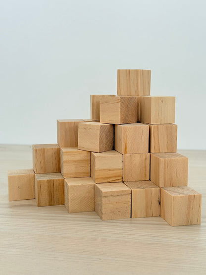 40-Piece 1″ Natural Solid Wood Craft Cubes Blocks Set DIY Unfinished Pine CUBE1 - with | Sold by Uncle Wiener's Wholesale