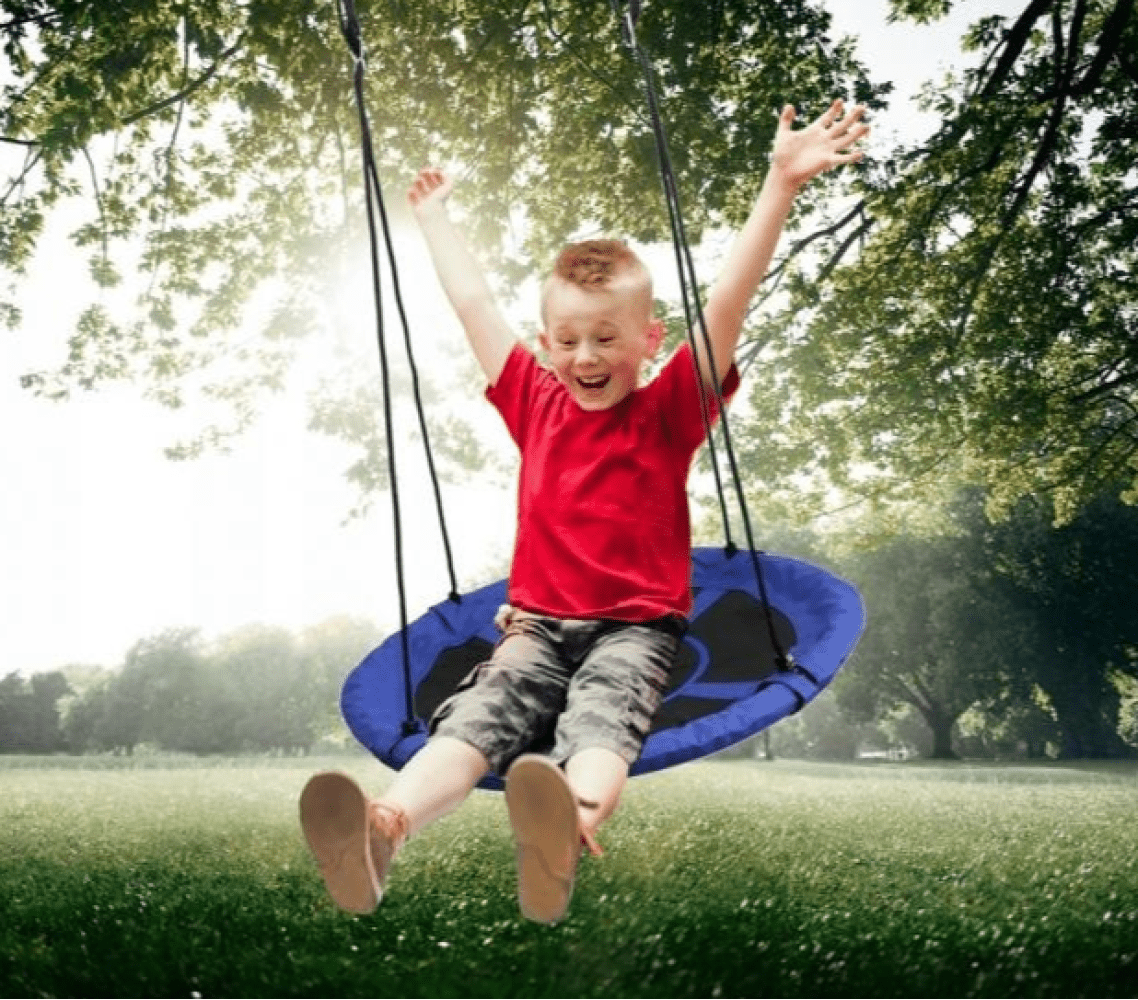 40" Round Kids Tree Swing with Adjustable Ropes – Indoor & Outdoor - with Blue | Sold by Uncle Wiener's Wholesale