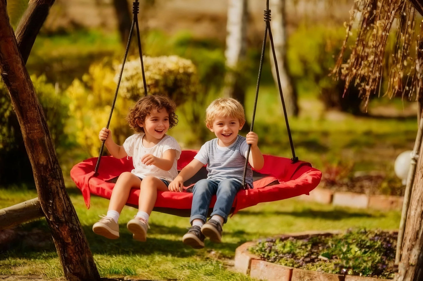 40" Round Kids Tree Swing with Adjustable Ropes – Indoor & Outdoor - with Red | Sold by Uncle Wiener's Wholesale