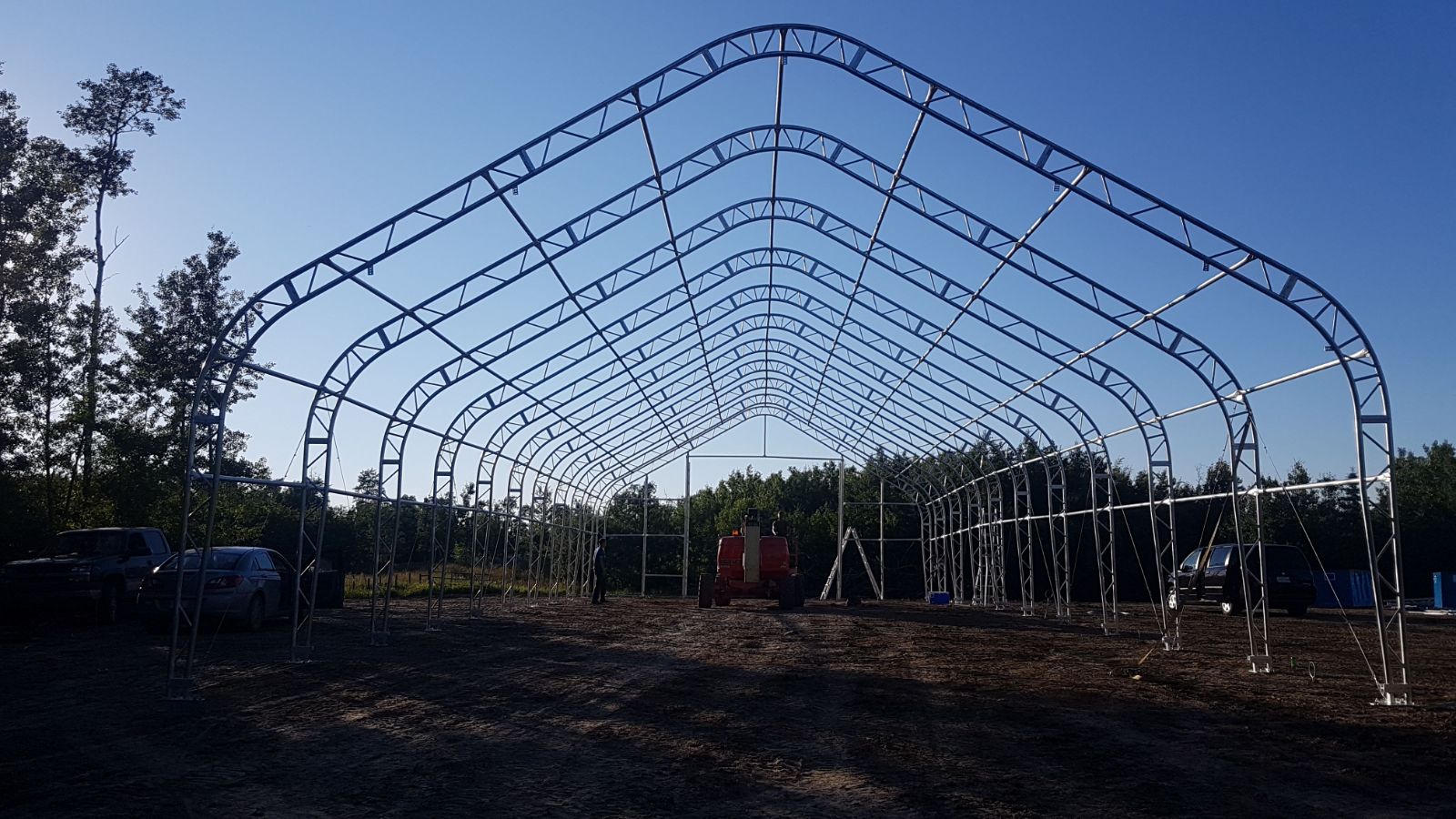 40′ WIDE DOUBLE TRUSS STORAGE BUILDINGS - with 22 Oz PVC Tarp Upgrade 40X60X23 | Sold by Uncle Wiener's Wholesale