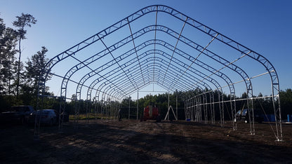 40′ WIDE DOUBLE TRUSS STORAGE BUILDINGS - with 22 Oz PVC Tarp Upgrade 40X60X23 | Sold by Uncle Wiener's Wholesale