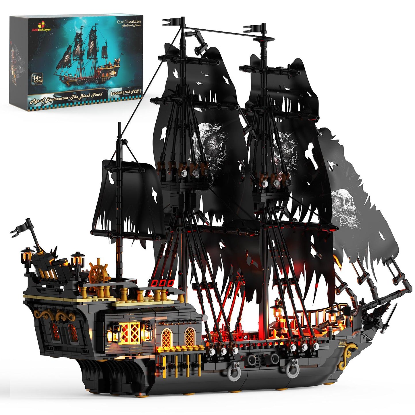 Pirate Ship Black Pearl Building Block Set 1773 PCS Large Display Model Sailing Ship Kit 40002