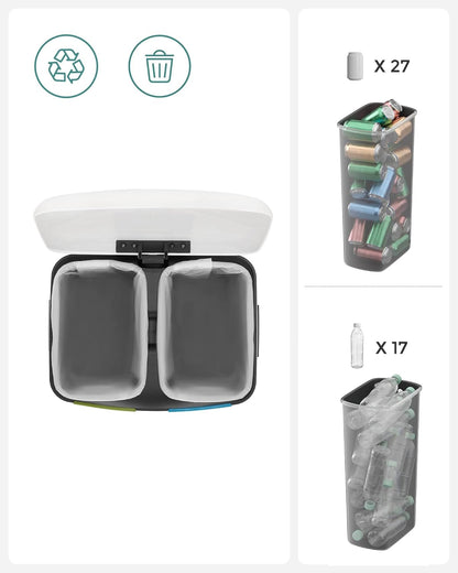 40L Dual Compartment Kitchen Trash Can with Soft Close Lid, Recycling Waste Bin with Pedals and Removable Inner Buckets LTB40 Series - with Cloud White | Sold by Uncle Wiener's Wholesale