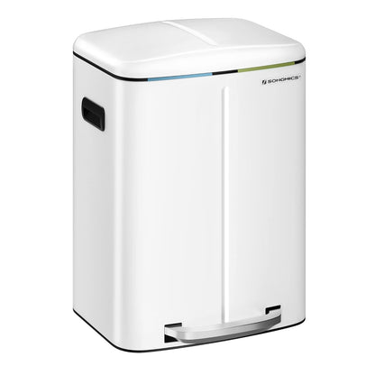 40L Dual Compartment Kitchen Trash Can with Soft Close Lid, Recycling Waste Bin with Pedals and Removable Inner Buckets LTB40 Series - with Cloud White | Sold by Uncle Wiener's Wholesale