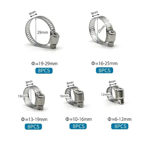 40pcs 6 - 29mm Pipe Clamp Stainless Steel Fuel Clamp Set FS090532 - with | Sold by Uncle Wiener's Wholesale