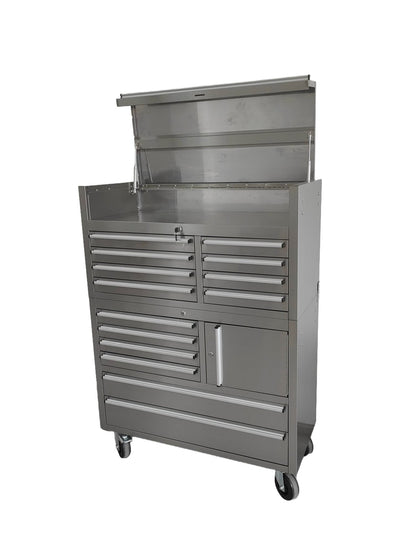 41 - Inch 14 - Drawer Stainless Steel Tool Bench with 5” Locking Casters – TB4118S - with | Sold by Uncle Wiener's Wholesale