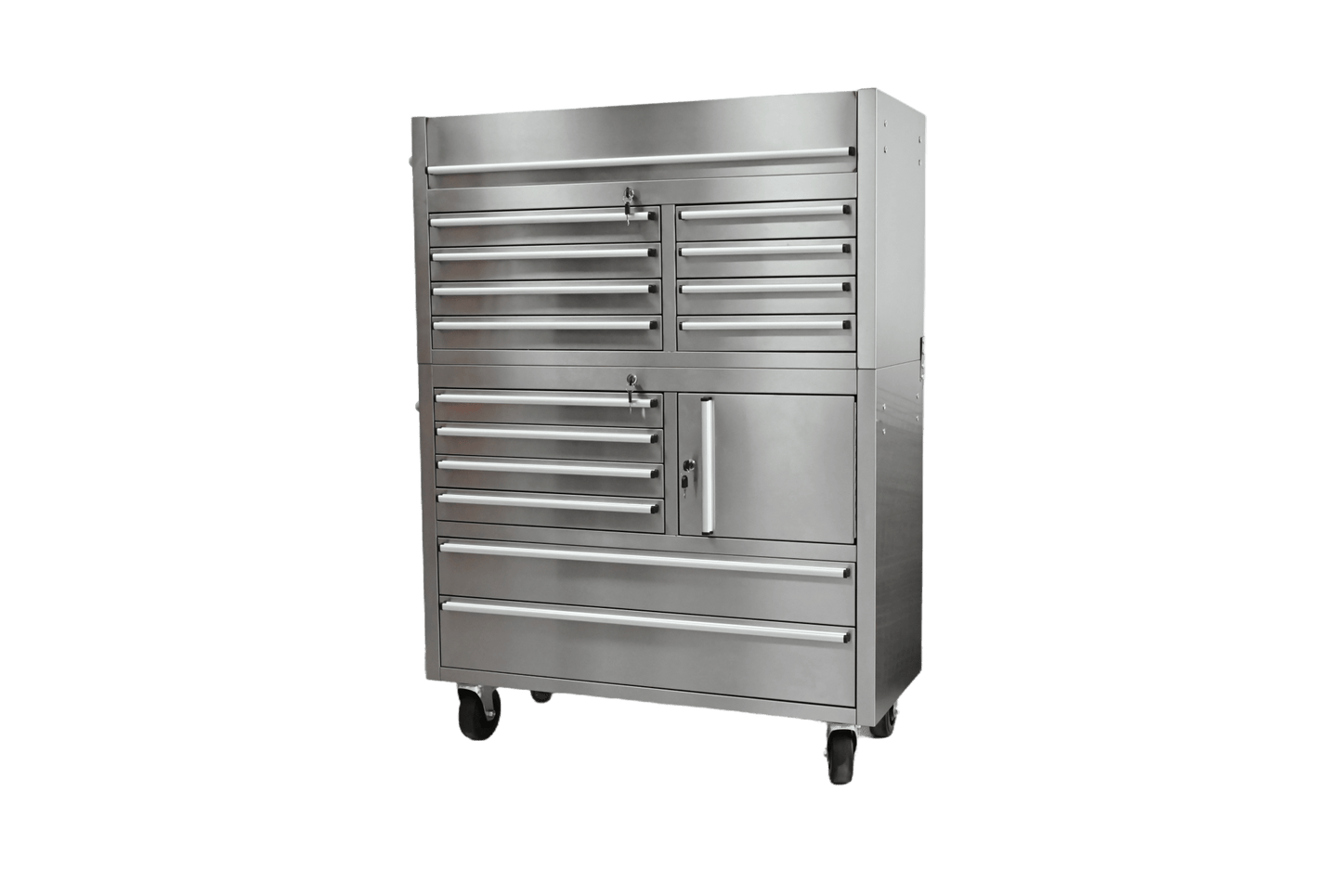 41 - Inch 14 - Drawer Stainless Steel Tool Bench with 5” Locking Casters – TB4118S - with | Sold by Uncle Wiener's Wholesale