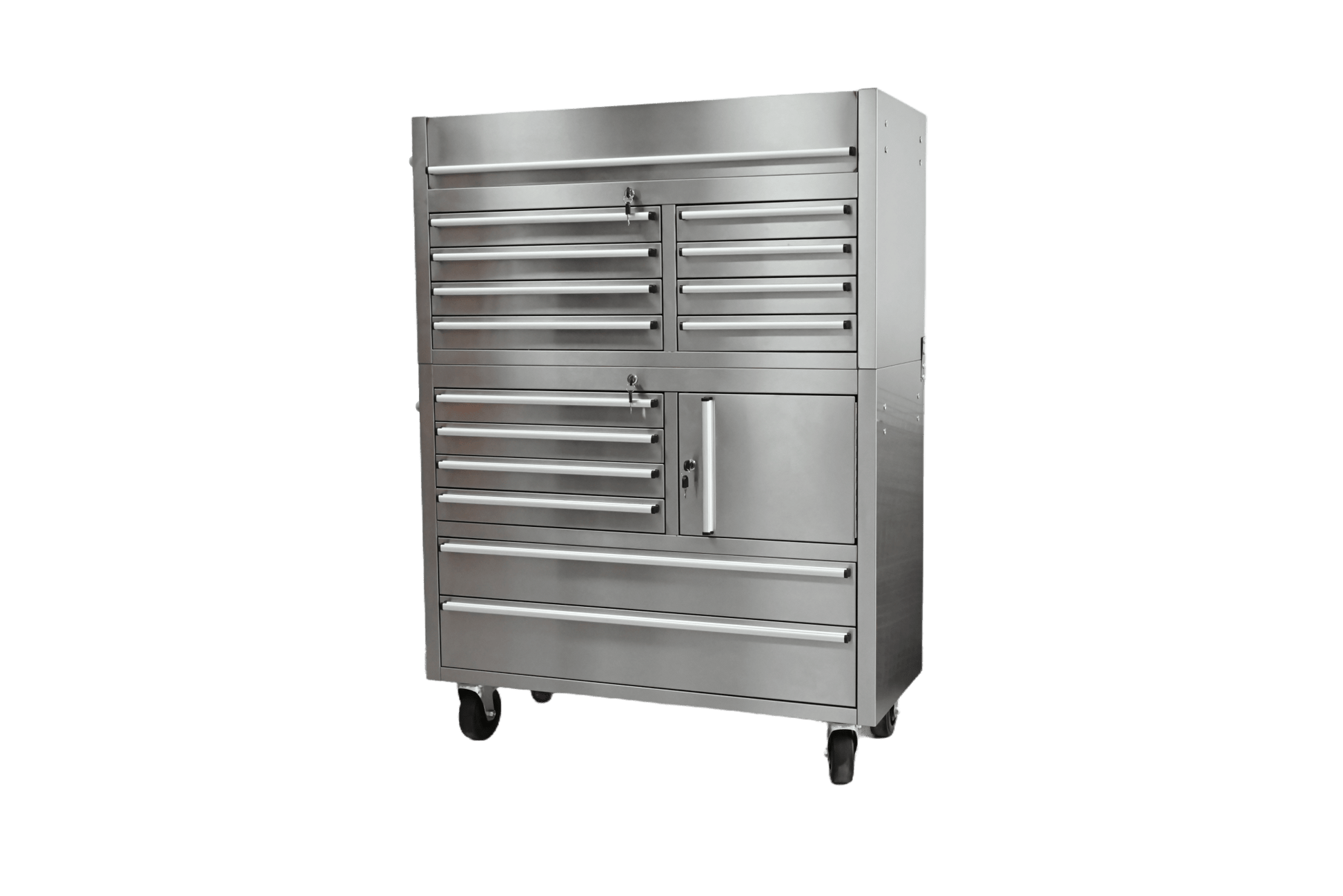 41 - Inch 14 - Drawer Stainless Steel Tool Bench with 5” Locking Casters – TB4118S - with | Sold by Uncle Wiener's Wholesale