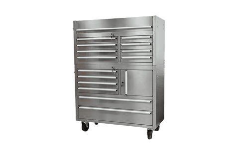 41 - Inch 14 - Drawer Stainless Steel Tool Bench with 5” Locking Casters – TB4118S - with | Sold by Uncle Wiener's Wholesale