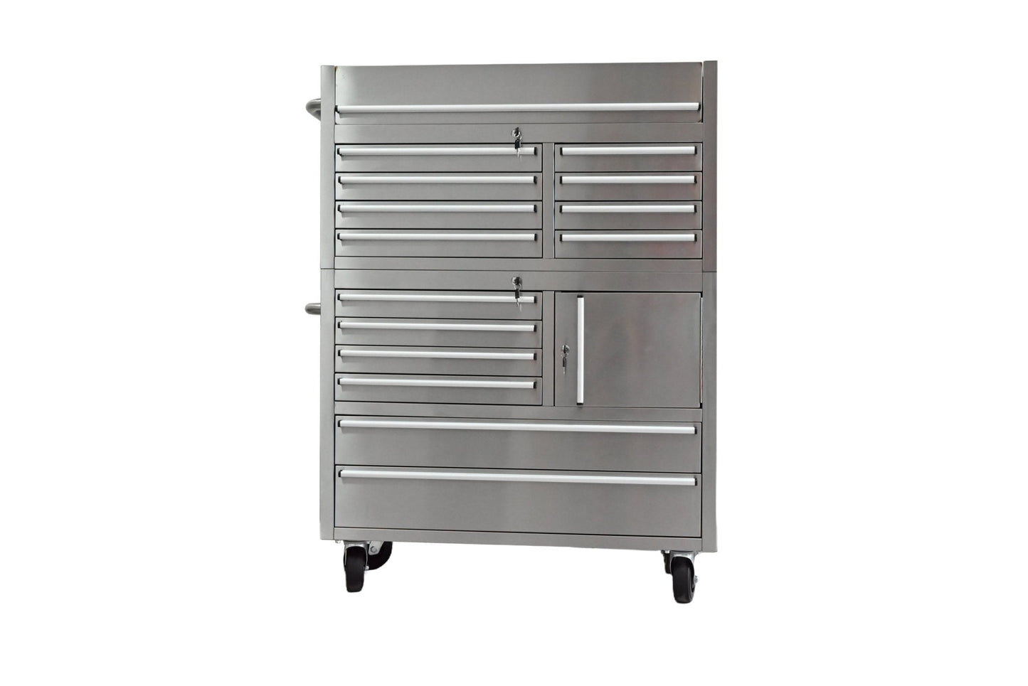 41 - Inch 14 - Drawer Stainless Steel Tool Bench with 5” Locking Casters – TB4118S - with | Sold by Uncle Wiener's Wholesale
