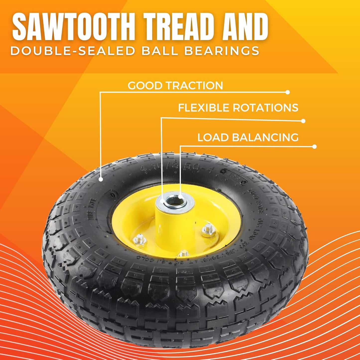 4.10/3.50 - 4 Pneumatic Tire & Wheel Assembly, Lawn & Utility Cart Replacement, 2 Pack – TW4103504P2 - with | Sold by Uncle Wiener's Wholesale