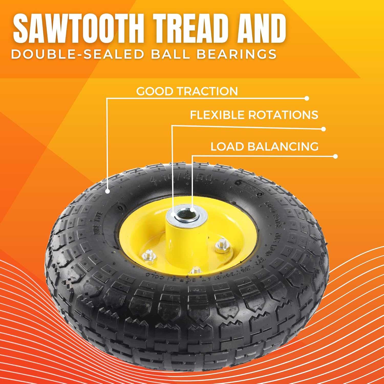 4.10/3.50 - 4 Pneumatic Tire & Wheel Assembly, Lawn & Utility Cart Replacement, 2 Pack – TW4103504P2 - with | Sold by Uncle Wiener's Wholesale