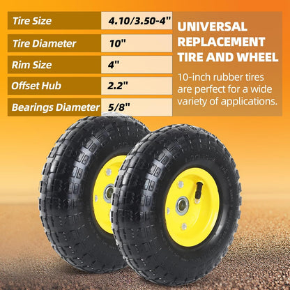 4.10/3.50 - 4 Pneumatic Tire & Wheel Assembly, Lawn & Utility Cart Replacement, 2 Pack – TW4103504P2 - with | Sold by Uncle Wiener's Wholesale