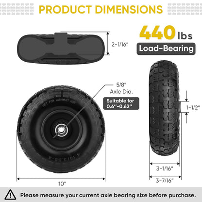 4.10/3.50 - 4 Solid Tire & Wheel Assembly, Flat - Free Lawn & Utility Cart Replacement, 2 Pack TS41004 - with | Sold by Uncle Wiener's Wholesale