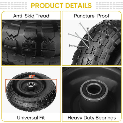 4.10/3.50 - 4 Solid Tire & Wheel Assembly, Flat - Free Lawn & Utility Cart Replacement, 2 Pack TS41004 - with | Sold by Uncle Wiener's Wholesale