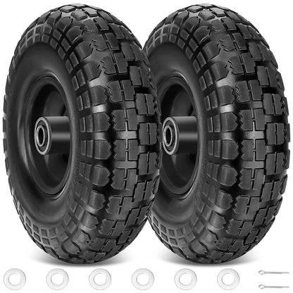 4.10/3.50 - 4 Solid Tire & Wheel Assembly, Flat - Free Lawn & Utility Cart Replacement, 2 Pack TS41004 - with | Sold by Uncle Wiener's Wholesale
