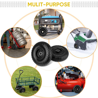 4.10/3.50 - 4 Solid Tire & Wheel Assembly, Flat - Free Lawn & Utility Cart Replacement, 2 Pack TS41004 - with | Sold by Uncle Wiener's Wholesale