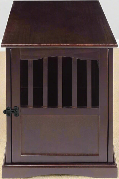 Wooden indoor dog crate styled as end table
Lockable pet crate with solid wood construction
Open slat wood crate for airflow and visibility
Furniture-style dog kennel for small pets
Dual-use pet crate with home decor top surface