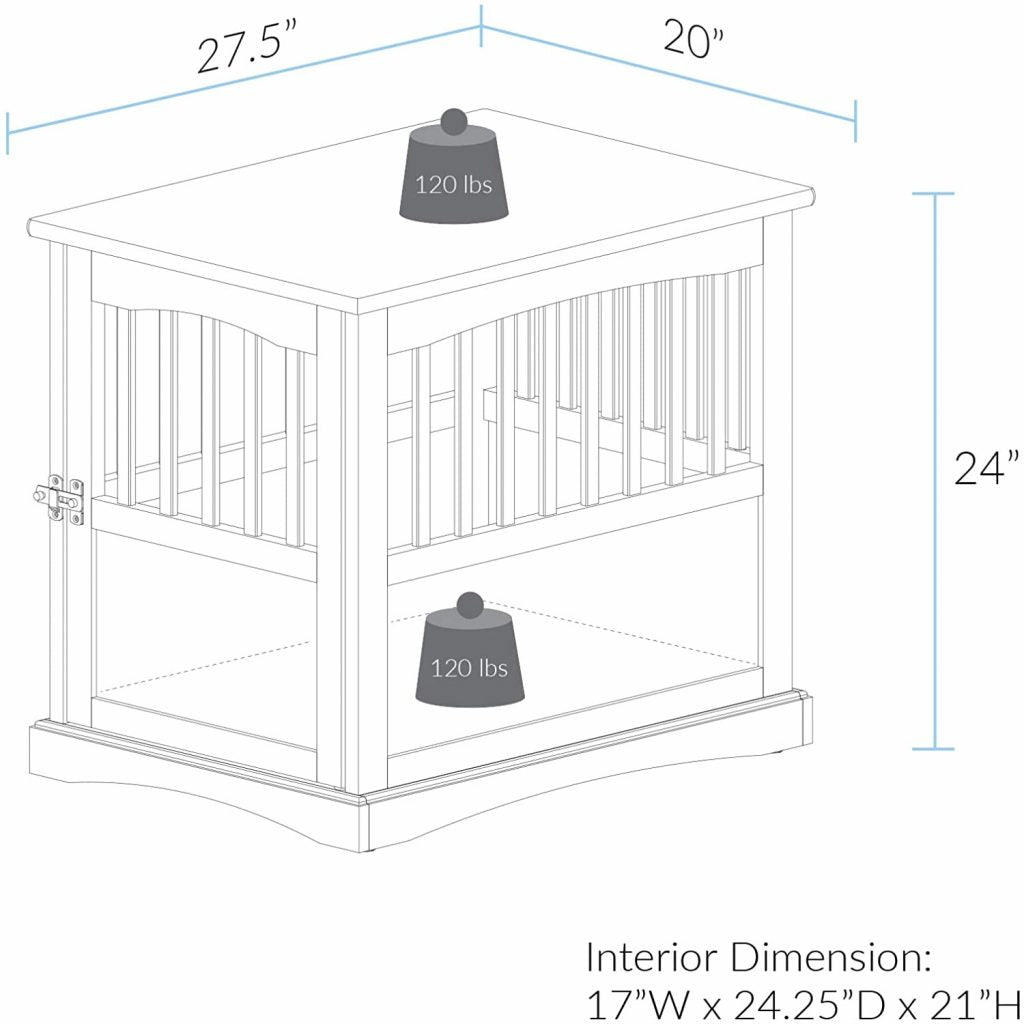 Wooden indoor dog crate styled as end table
Lockable pet crate with solid wood construction
Open slat wood crate for airflow and visibility
Furniture-style dog kennel for small pets
Dual-use pet crate with home decor top surface