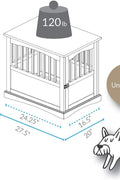 Wooden indoor dog crate styled as end table
Lockable pet crate with solid wood construction
Open slat wood crate for airflow and visibility
Furniture-style dog kennel for small pets
Dual-use pet crate with home decor top surface