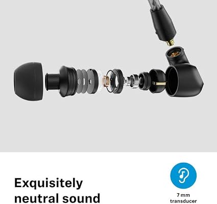 Sennheiser IE 200 Wired In-Ear Audiophile Headphones – 7mm TrueResponse Dynamic Drivers, Adjustable Ear Hooks, Dual-Tuning Bass