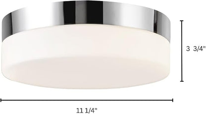 Kuzco Lighting Peter 11-Inch Flush Mount Ceiling Light – Polished Chrome 2-Light Fixture with Opal Glass Shade