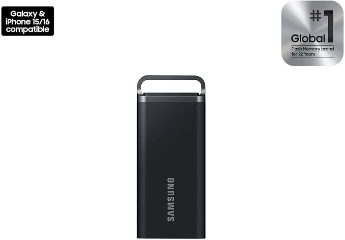 Samsung T5 EVO 2TB Portable External SSD – USB 3.2 Gen 1 Solid State Drive, Up to 460MB/s Read Speed, Compact Storage for PC, Mac & Gaming