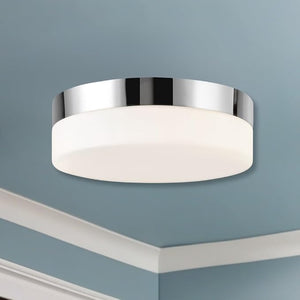 Kuzco Lighting Peter 11-Inch Flush Mount Ceiling Light – Polished Chrome 2-Light Fixture with Opal Glass Shade