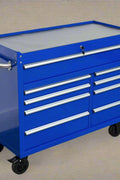 42" 9 - Drawer Rolling Tool Bench – Heavy - Duty Garage Cabinet with Matte Black Finish - with Dark Blue