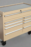 42" 9 - Drawer Rolling Tool Bench – Heavy - Duty Garage Cabinet with Matte Black Finish - with Desert Sand